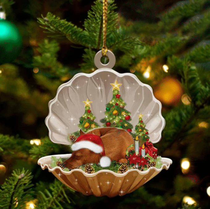 Cute Miniature Pinscher Sleeping in Pearl Dog Christmas Ornament Flat Acrylic, Christmas Gift,Christmas Decoration