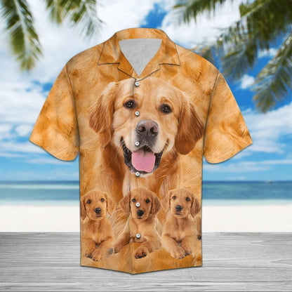 Golden Retriever Portrait Happy Face Beautiful Design Hawaiian Shirt, Hawaiian Shirt Gift, Christmas Gift