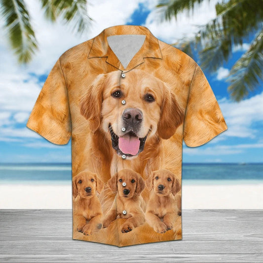 Golden Retriever Portrait Happy Face Beautiful Design Hawaiian Shirt, Hawaiian Shirt Gift, Christmas Gift