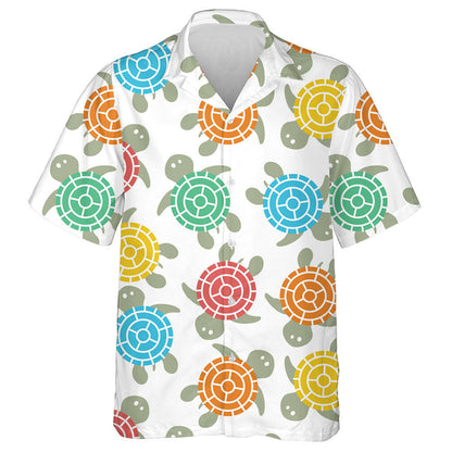 Cartoon Retro Colorful Turtle Marine Underwater Hawaiian Shirt, Hawaiian Shirt Gift, Christmas Gift