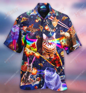 Cats Ride Food In Space Short Hawaiian Shirt Hobbies Tropical Shirts Tactical Hawaiian Shirt Funny Hawaiian Shirts, Hawaiian Shirt Gift, Christmas Gift