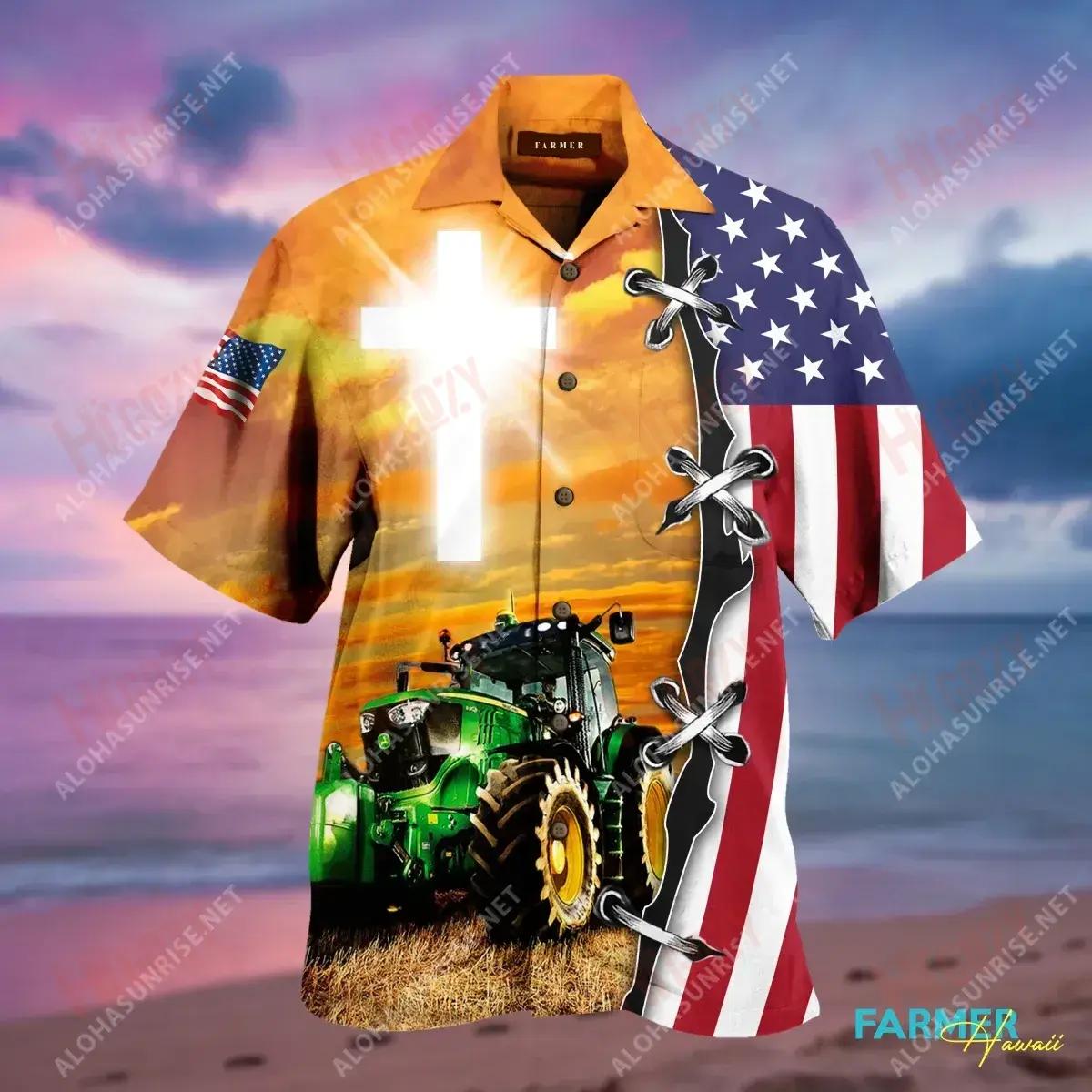 Bródúil as Bheith i bhFeirmeoir Léine Haváí Unisex Muinchille Farraige Léinte Haváís Saincheaptha Léinte haváíais d'Fhir, Bronntanas Léine Haváís, Bronntanas Nollag