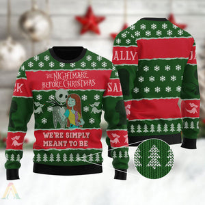 Jack & Sally We're Simply Meant to Be Ugly Christmas Sweater,Christmas Ugly Sweater,Christmas Gift,Gift Christmas 2022