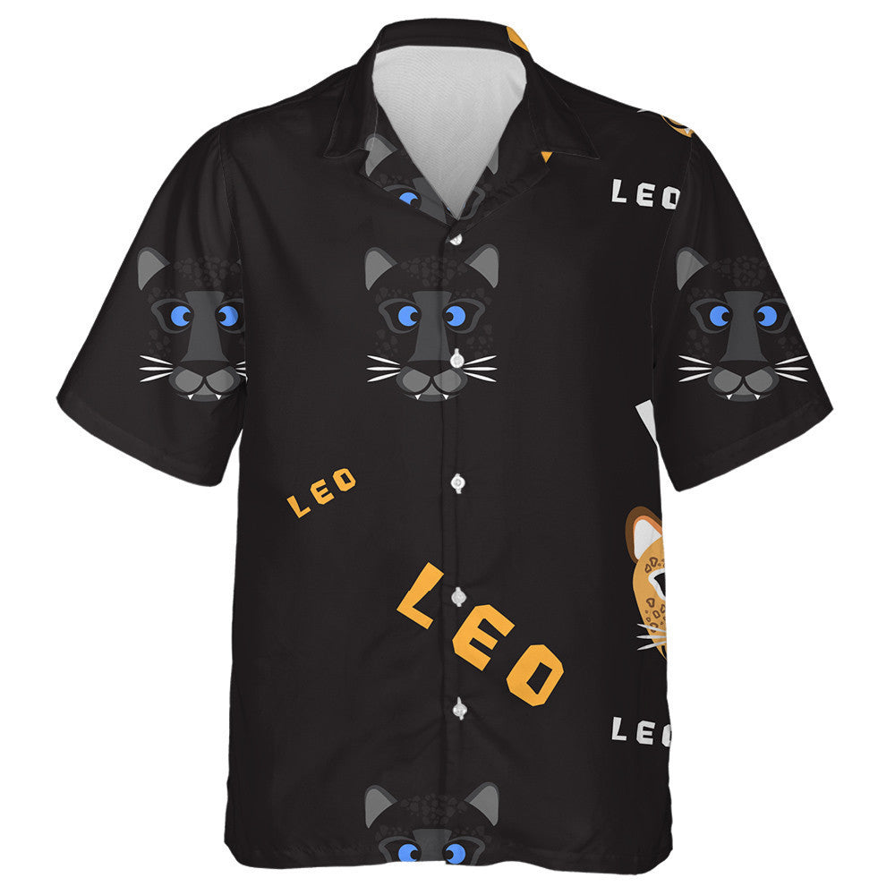 Modern Cartoon Leopard Face On Dark Background Hawaiian Shirt, Hawaiian Shirt Gift, Christmas Gift