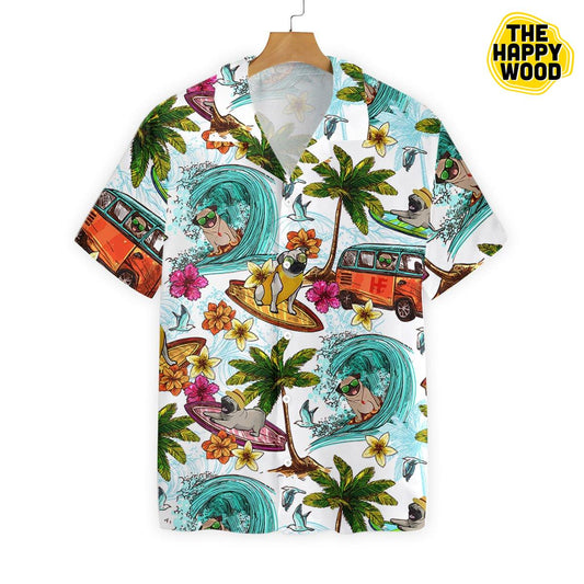 Beach Pugs Hawaiian Hawaii Shirt,Hawaiian Shirt Gift, Christmas Gift