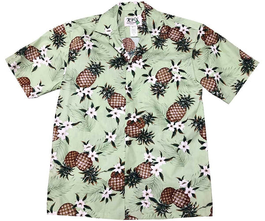 Pineapples Green Haváís Aloha Shirt Shorts Haváís Beach Short Muinchille, Bronntanas Léine Haváíais, Bronntanas Nollag