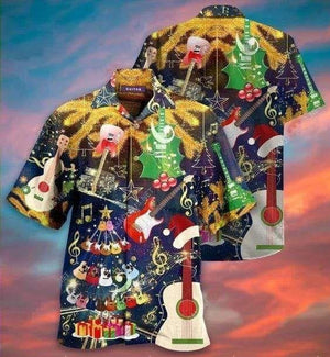 Music Paradise Guitar Christmas Tree Design Hawaiian Shirt, Hawaiian Shirt Gift, Christmas Gift