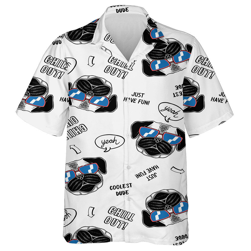 Cool Dog Illustration In Cartoon Background Hawaiian Shirt,Hawaiian Shirt Gift, Christmas Gift