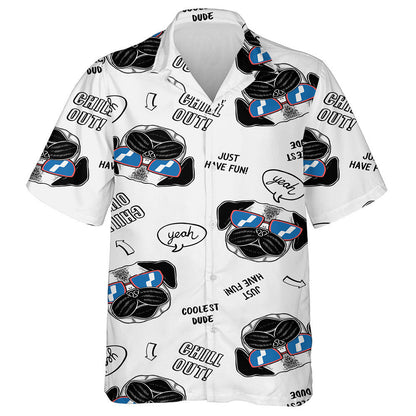 Cool Dog Illustration In Cartoon Background Hawaiian Shirt,Hawaiian Shirt Gift, Christmas Gift