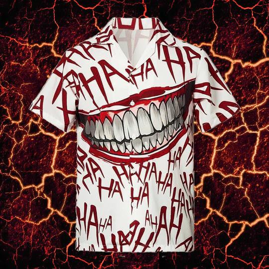 Hand Drawn Text Haha JK Smile Laugh Hawaiian Shirt, Hawaiian Shirt Gift, Christmas Gift