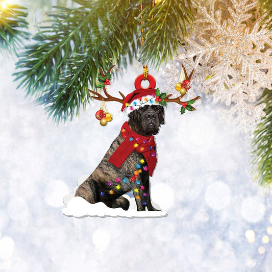 Brindle English Mastiff Christmas Reindeer Ornament, Dog Lover Gift, Christmas Ornament Gift, Christmas Gift, Christmas Decoration