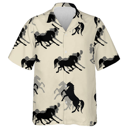 Running And Galloping Dark Black Horses Hawaiian Shirt,Hawaiian Shirt Gift, Christmas Gift