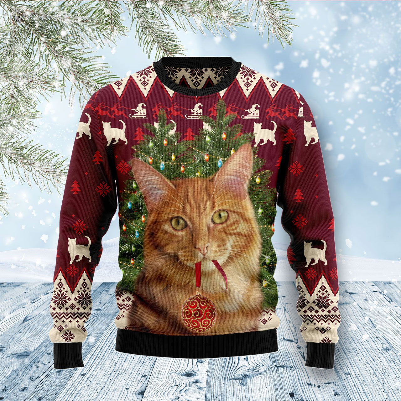 Cat Decor Pine Geansaí Nollag Gránna na Nollag, Geansaí Gránna Nollag, Bronntanas Nollag, Bronntanas Nollag 2022