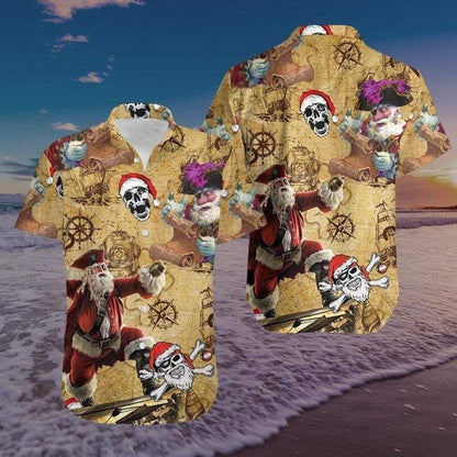Cool Pirate On Christmas Design Hawaiian Shirt,Hawaiian Shirt Gift, Christmas Gift