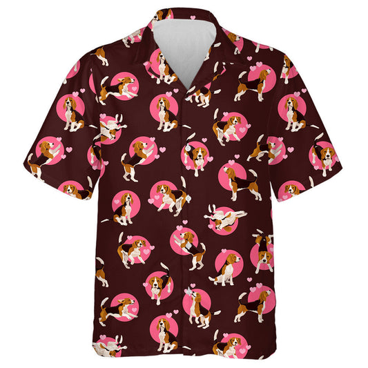 Grá Madra Beagle Greannmhar Ar Léine Haváí Donn Agus Bándearg, Bronntanas Léine Haváíais, Bronntanas Nollag