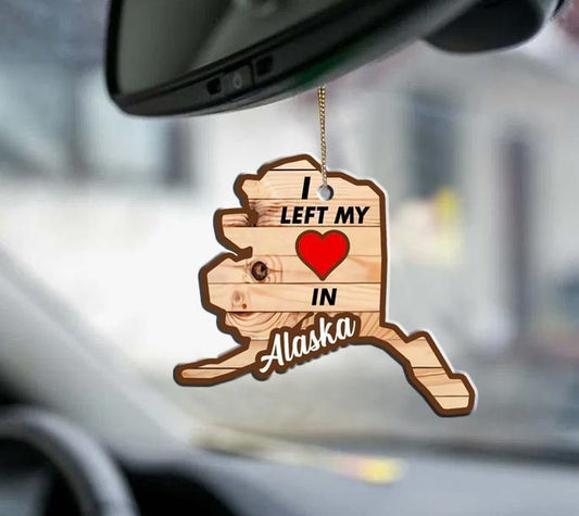 Alaska I left my red heart in - 2-Sided Mica Custom Shaped Ornament, Christmas Ornament Gift, Christmas Gift, Christmas Decoration