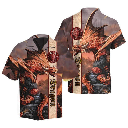 Dragon Fire And Baby Background Hawaiian Shirt,Hawaiian Shirt Gift, Christmas Gift