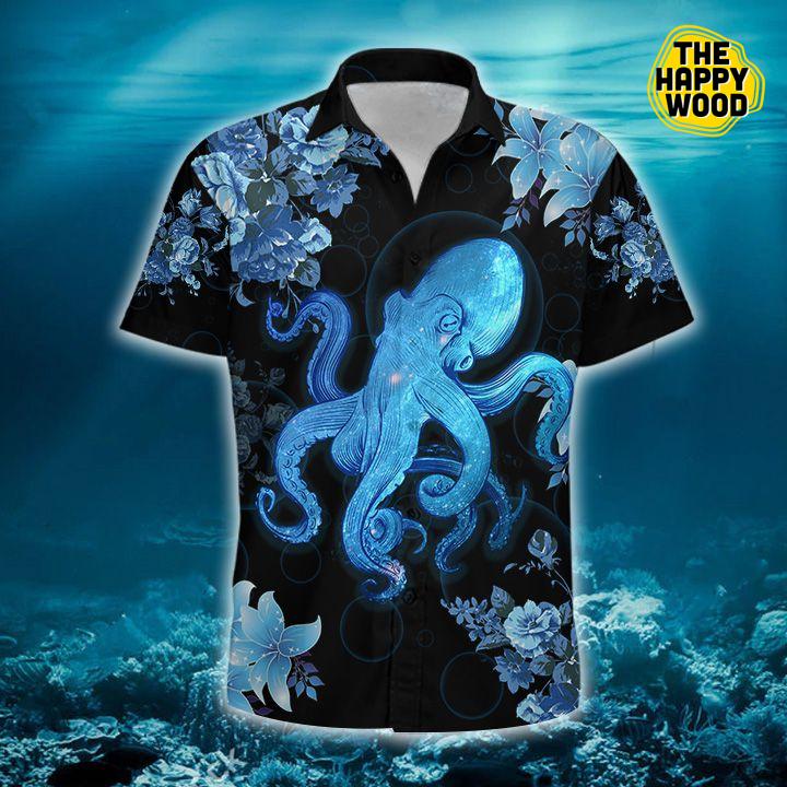 Blue Octopus Hawaiian Hawaii Shirt,Hawaiian Shirt Gift, Christmas Gift
