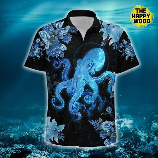 Blue Octopus Hawaiian Hawaii Shirt,Hawaiian Shirt Gift, Christmas Gift