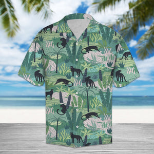 Amazing Panther Palm Tree Leaves Summer Vacation Aloha Hawaiian Shirt, Hawaiian Shirt Gift, Christmas Gift