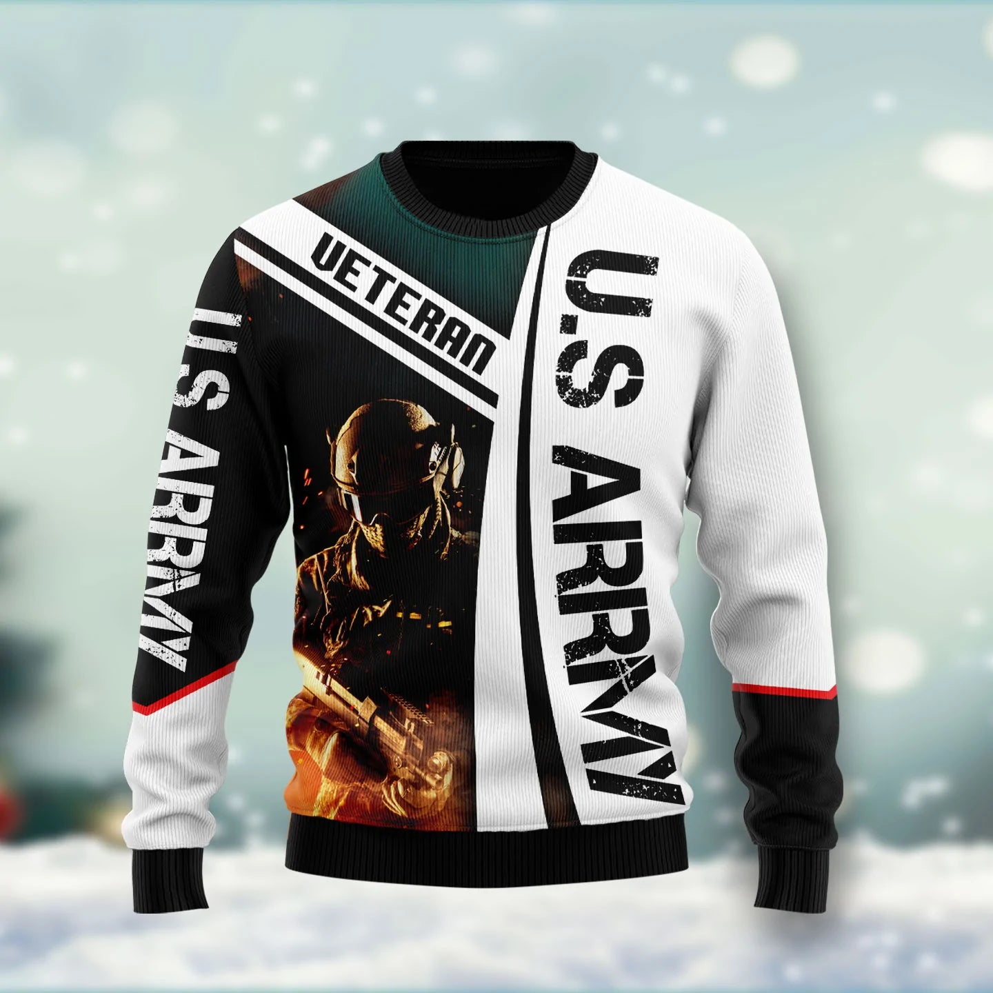 US Army Veteran 3D unisex womens & mens, couples matching, friends, funny family ugly christmas holiday sweater gifts ,Christmas Ugly Sweater