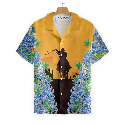 Flower Fence Texas Bluebonnets Rodeo Design Hawaiian Shirt,Hawaiian Shirt Gift, Christmas Gift