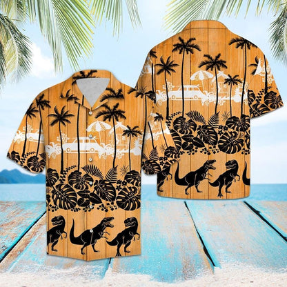 Léine Aloha Crann Pailme Dineasár Léine Aloha Haváís Aloha Shirt Shorts Haváís Gearr Muinchille Trá, Bronntanas Léine Haváís, Bronntanas Nollag
