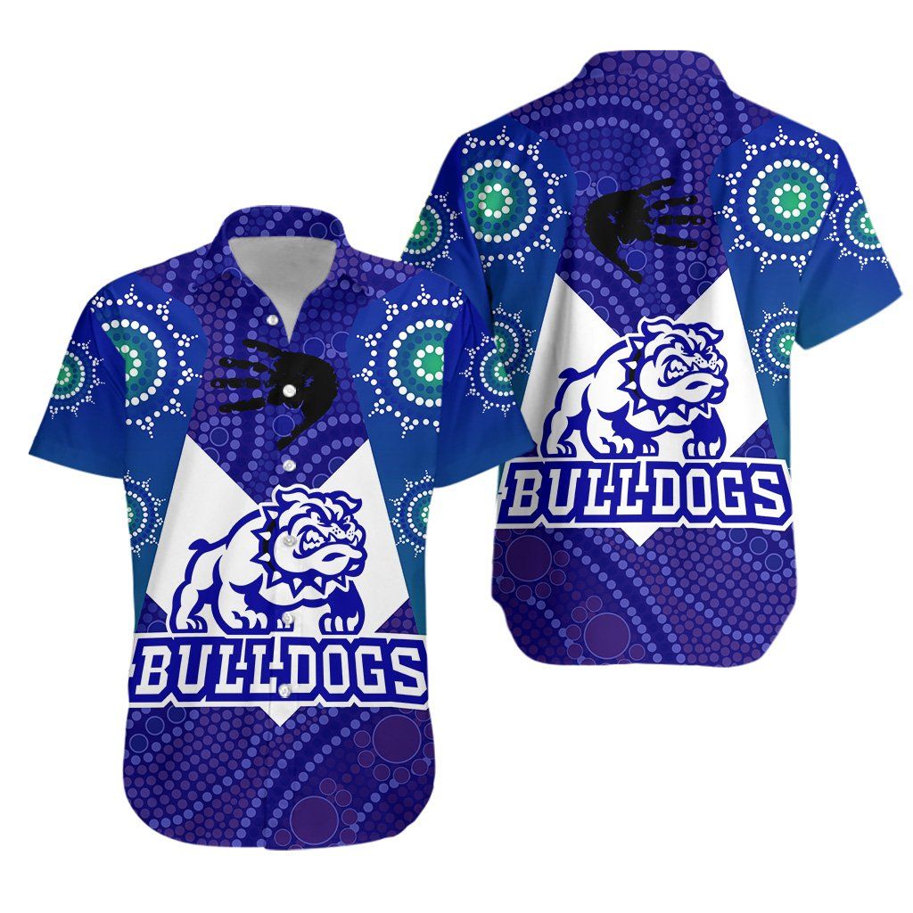 Bulldogs Hawaiian Aloha Shirt Aboriginal Country Style Hawaiian Shorts Beach Short Sleeve,Hawaiian Shirt Gift, Christmas Gift