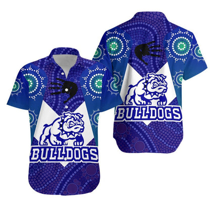 Bulldogs Hawaiian Aloha Shirt Aboriginal Country Style Hawaiian Shorts Beach Short Sleeve,Hawaiian Shirt Gift, Christmas Gift