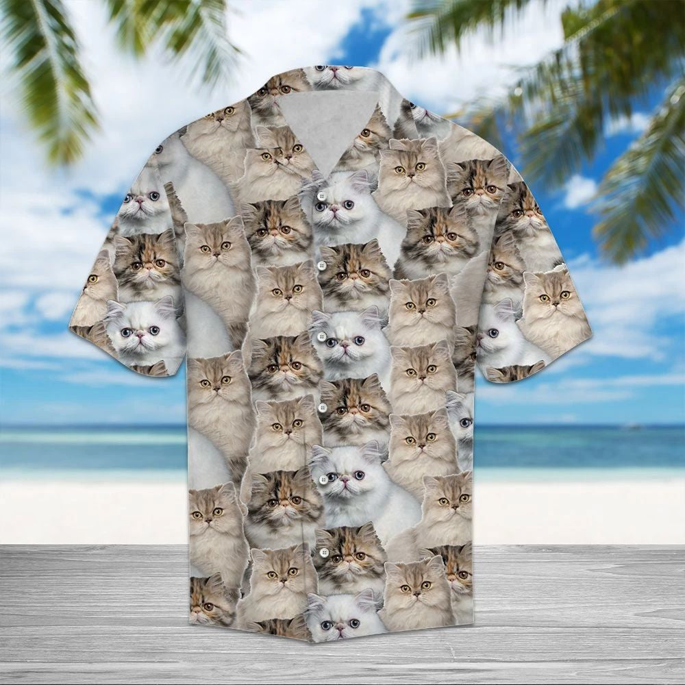 Brown And Persian Cat Mix Vintage Style Hawaiian Shirt, Hawaiian Shirt Gift, Christmas Gift