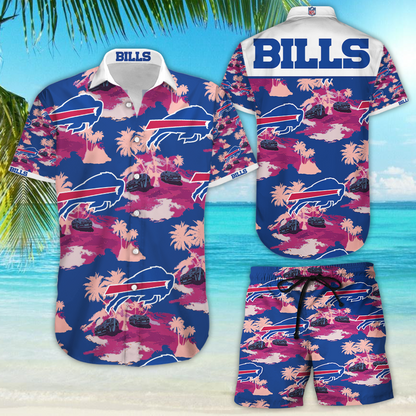 Buffalo Bills Hawaiian Button-Up Shirt,Hawaiian Shirt Gift, Christmas Gift