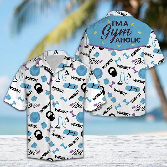 I'm A Gym Aholic White Background Hawaiian Shirt, Hawaiian For Gift