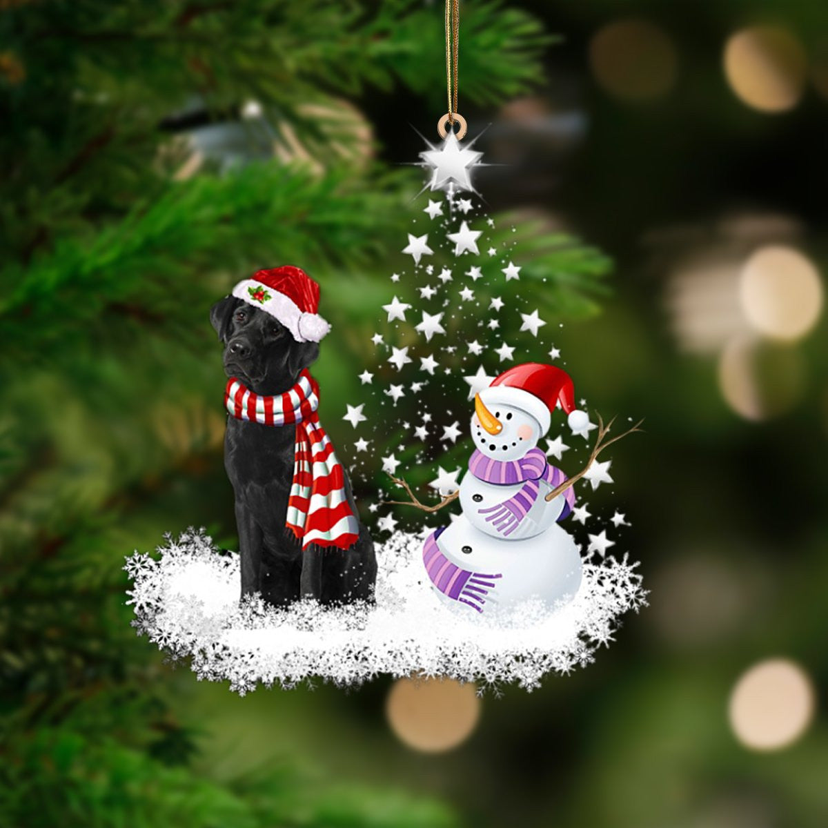 BLACK Labrador-Star Tree Hanging Christmas Plastic Hanging Ornament, Christmas Ornament Gift, Christmas Gift, Christmas Decoration
