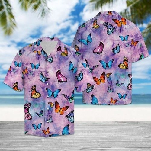Colorful Butterfly Hawaiian Shirt Summer, Hwaiian For Gift