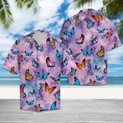 Colorful Butterfly Hawaiian Shirt Summer, Hwaiian For Gift