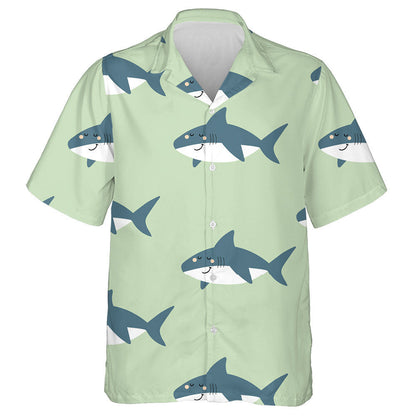 Undersea Creatures Pattern With Cute Cartoon Shark Hawaiian Shirt, Hawaiian Shirt Gift, Christmas Gift