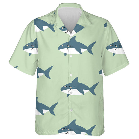 Undersea Creatures Pattern With Cute Cartoon Shark Hawaiian Shirt, Hawaiian Shirt Gift, Christmas Gift