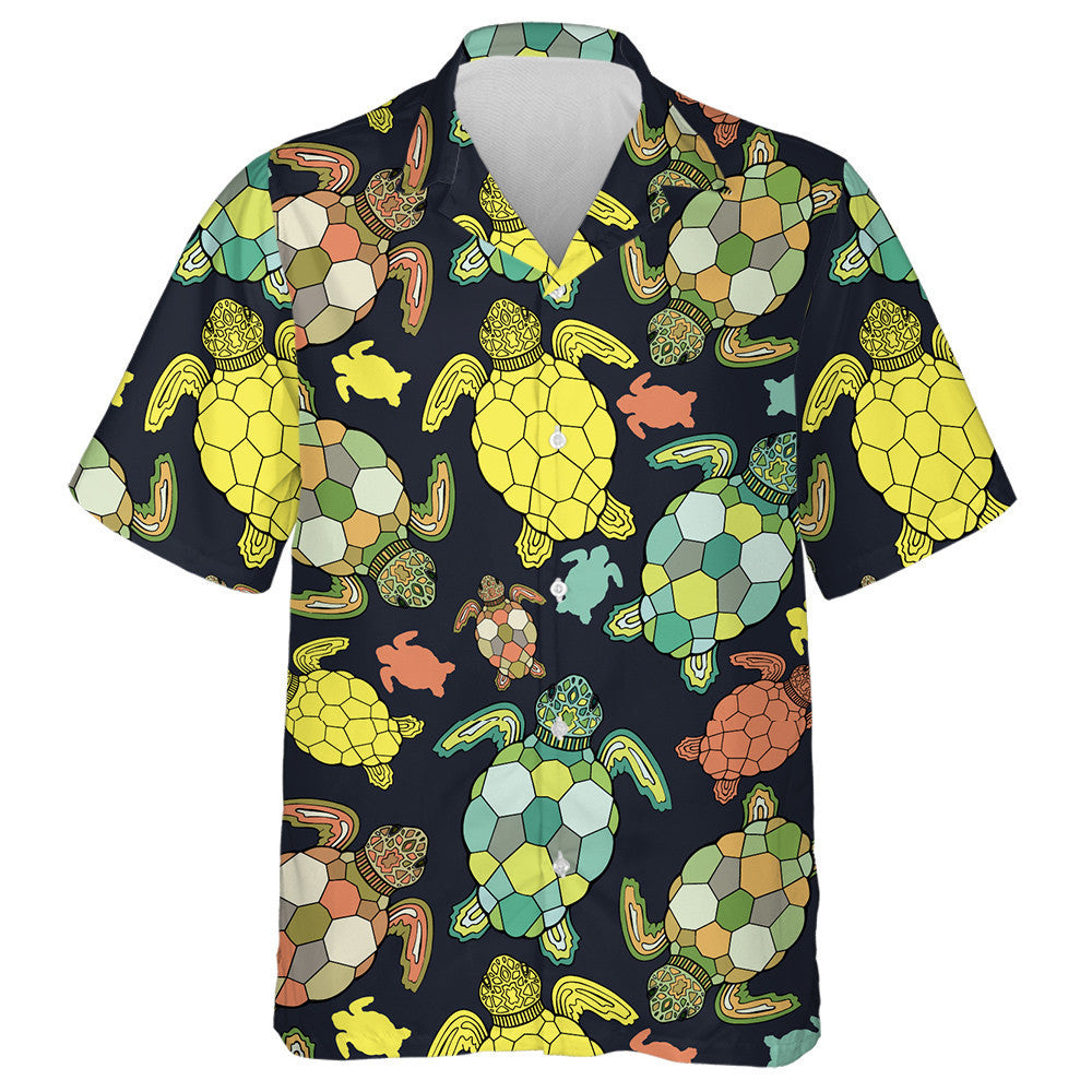 Turtar Mara Agus Iasc Trópaiceach ar Chúlra Dubh Léine Haváís, Bronntanas Léine Haváíais, Bronntanas Nollag