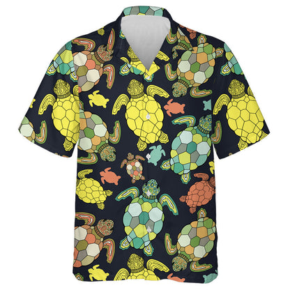 Turtar Mara Agus Iasc Trópaiceach ar Chúlra Dubh Léine Haváís, Bronntanas Léine Haváíais, Bronntanas Nollag