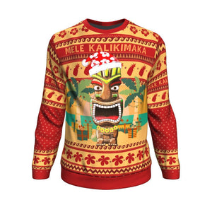 Hawaiian Tiki All - over Sweater - Mele Kalikimaka, Christmas Ugly Sweater, Christmas Gift, Gift Christmas 2022