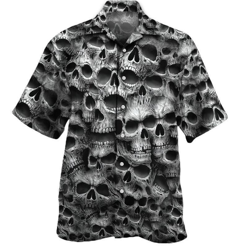 Overlap Skull Pattern Awesome Background Design Hawaiian Shirt,Hawaiian Shirt Gift, Christmas Gift