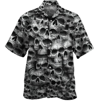 Overlap Skull Pattern Awesome Background Design Hawaiian Shirt,Hawaiian Shirt Gift, Christmas Gift