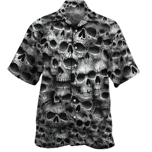 Overlap Skull Pattern Awesome Background Design Hawaiian Shirt,Hawaiian Shirt Gift, Christmas Gift