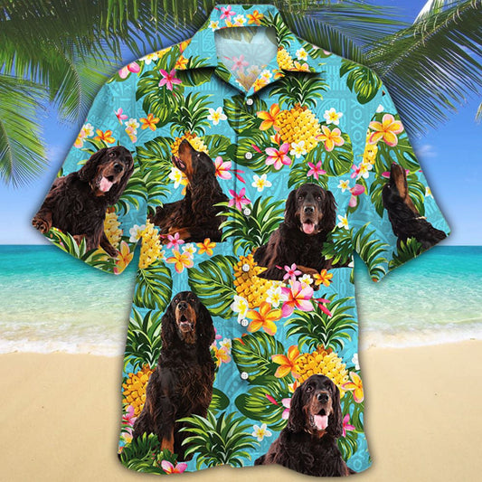 Gordon Setter Dog With Pineapples And Plumeria Hawaiian Shirt, Hawaiian Shirt Gift, Christmas Gift