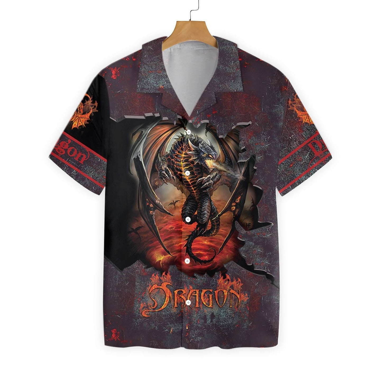 Hell Fire Dragon Grey Design Hawaiian Shirt, Hawaiian For Gift