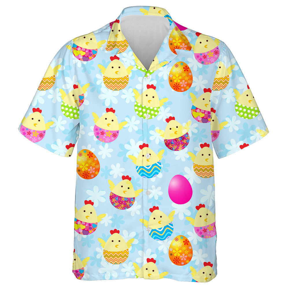 Cute Chicken Sitiing In Colorful Egg Shell Hawaiian Shirt, Hawaiian Shirt Gift, Christmas Gift