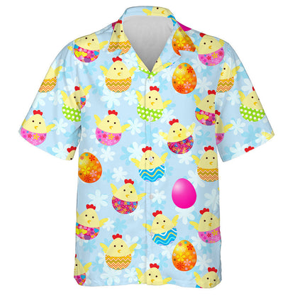 Cute Chicken Sitiing In Colorful Egg Shell Hawaiian Shirt, Hawaiian Shirt Gift, Christmas Gift