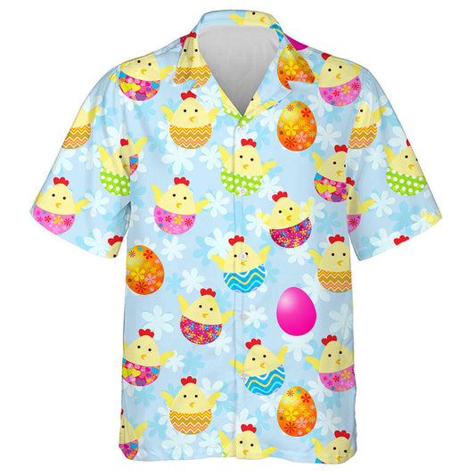 Cute Chicken Sitiing In Colorful Egg Shell Hawaiian Shirt, Hawaiian Shirt Gift, Christmas Gift