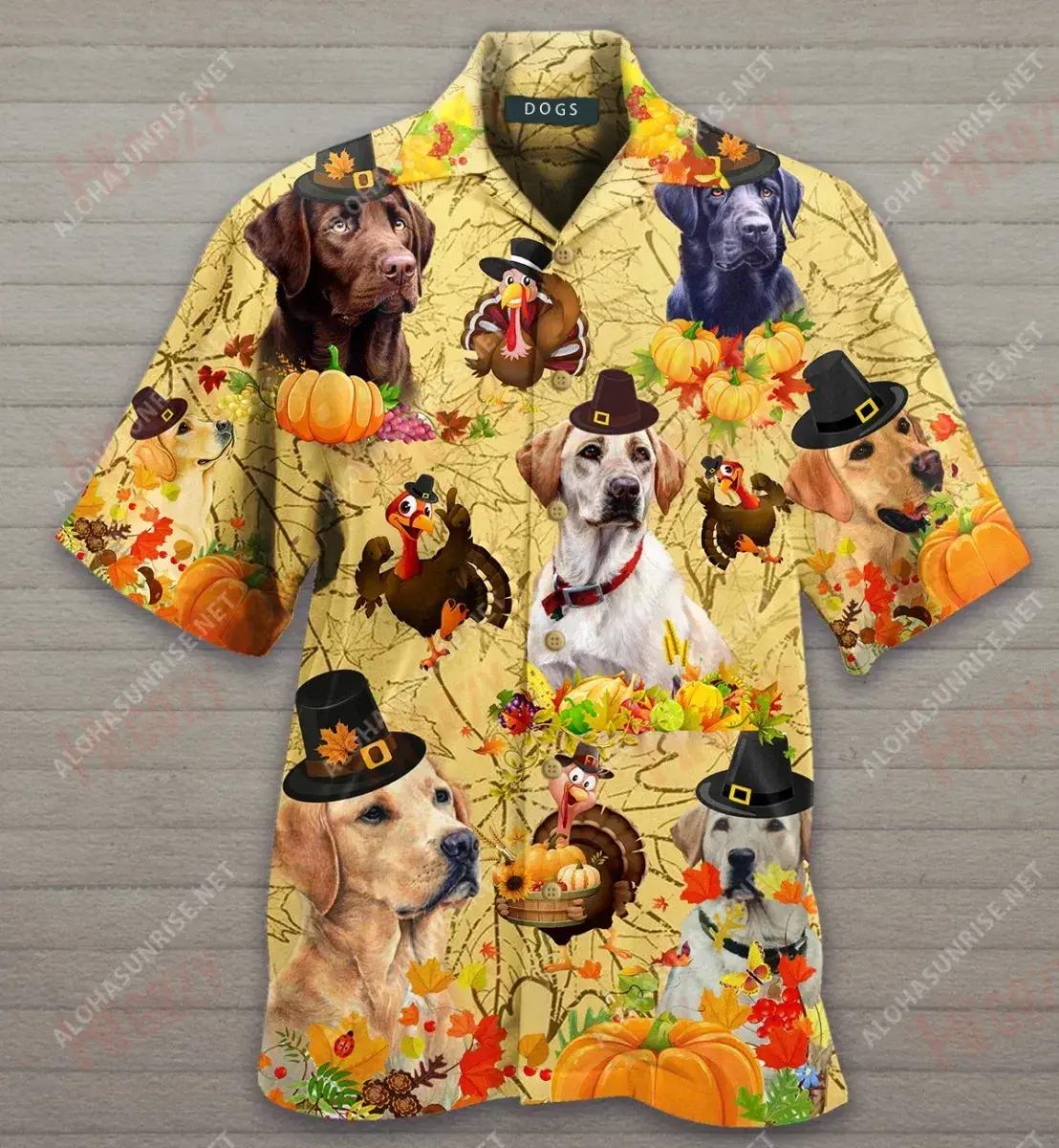 Thanksgiving Le Labradar Aisghabhálaí Léine Gearr Haváís Samhraidh T Léinte Haváís Léinte Trópaiceacha D'Fhir Léinte Greannmhar Haváís, Bronntanas Léine Haváís, Bronntanas Nollag