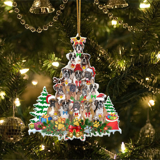 Boxer Full The Christmas Tree-Two Sided Christmas Plastic Hanging Ornament, Christmas Ornament Gift, Christmas Gift, Christmas Decoration